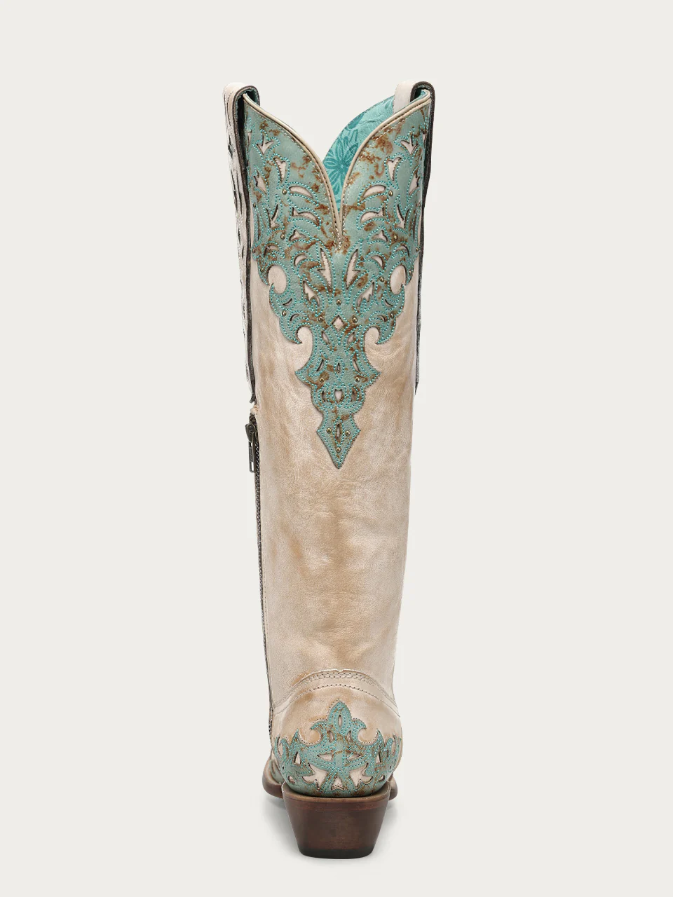 A5017 - WOMEN'S SAND OVERLAY EMBROIDERY AND STUDS TALL TOP SNIP TOE COWBOY BOOT - Image 9