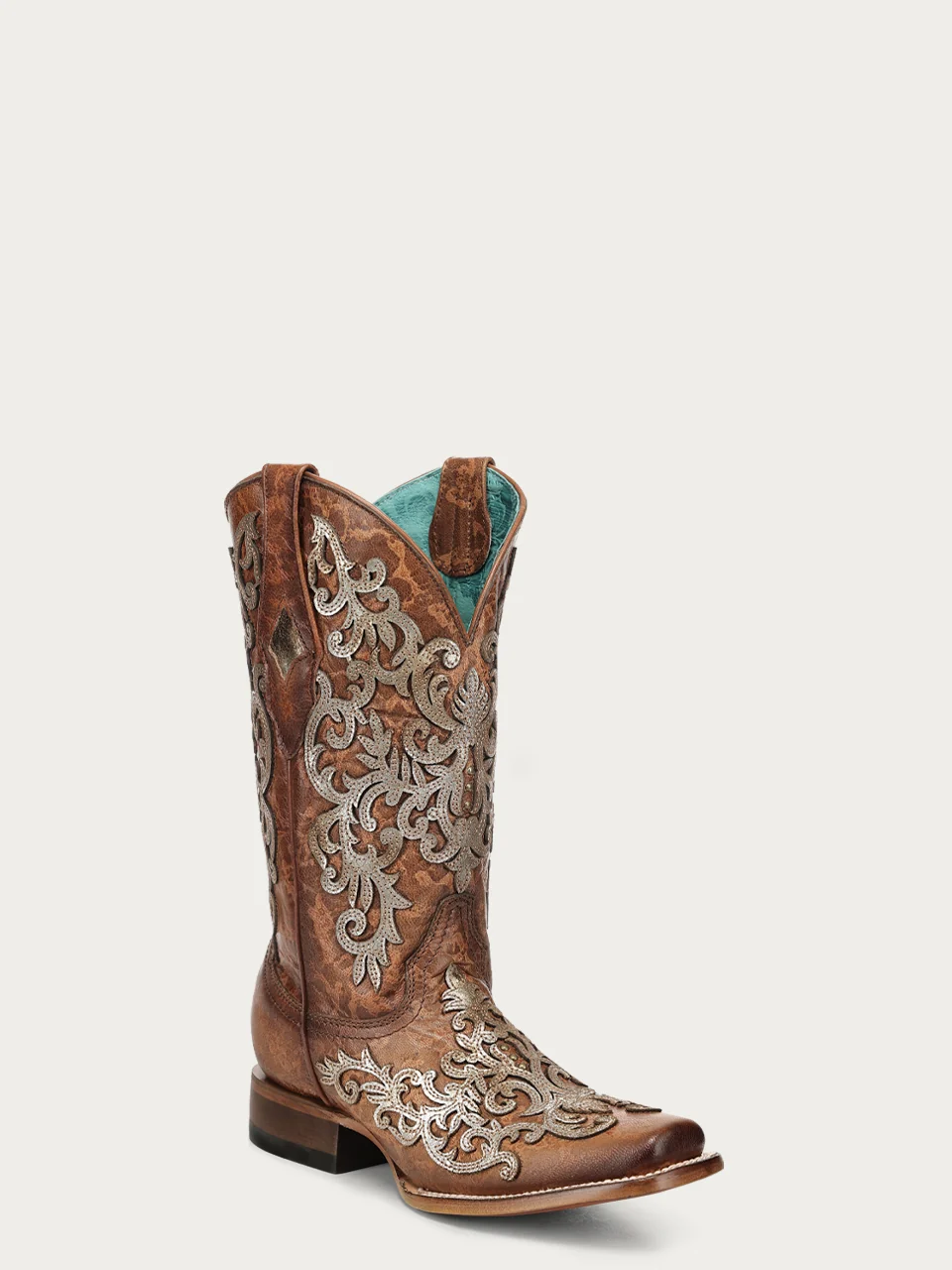 Z5531 - WOMEN'S SHEDRON OVERLAY AND EMBROIDERY SQUARE TOE COWBOY BOOT - Image 3