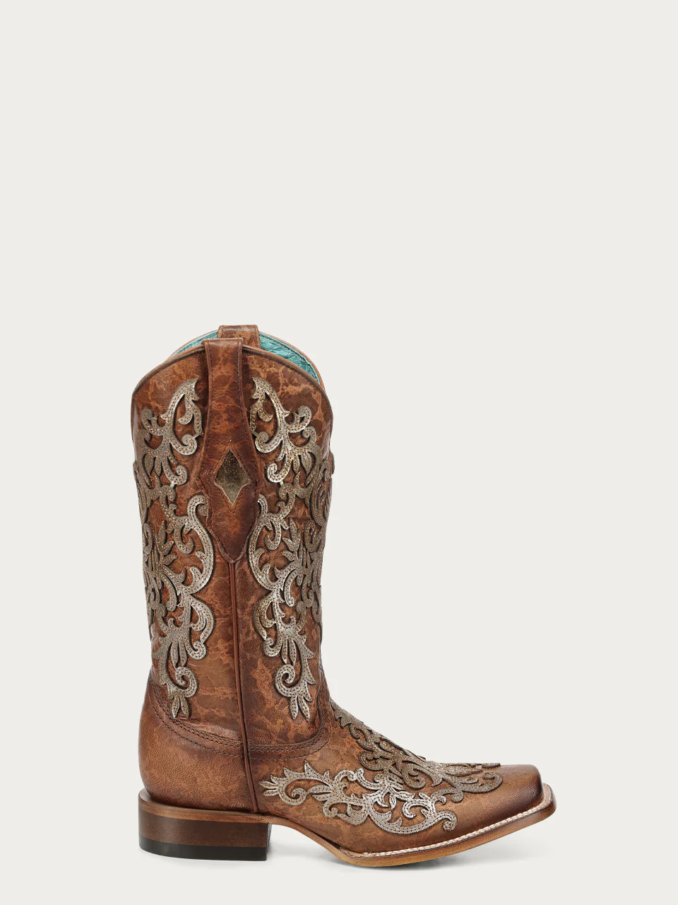 Z5531 - WOMEN'S SHEDRON OVERLAY AND EMBROIDERY SQUARE TOE COWBOY BOOT - Image 5