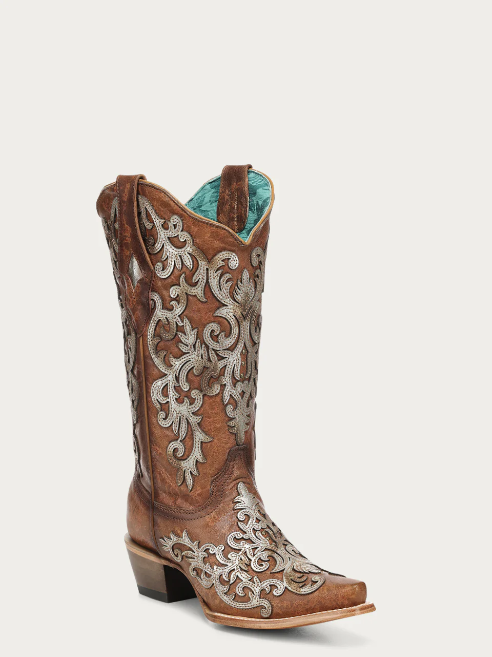 Z5514 - WOMEN'S SILVER OVERLAY AND EMBROIDERY SNIP TOE SHEDRON COWBOY BOOT - Image 3