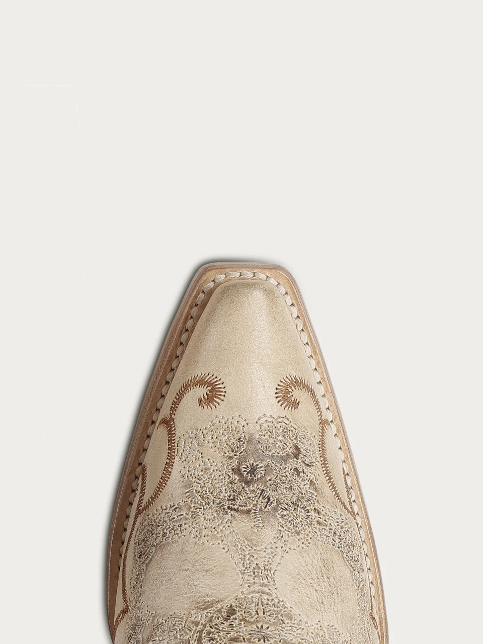 Z5491 - WOMEN'S STRAW AND WHITE FLORAL SUGAR SKULL SNIP TOE COWBOY BOOT - Image 5