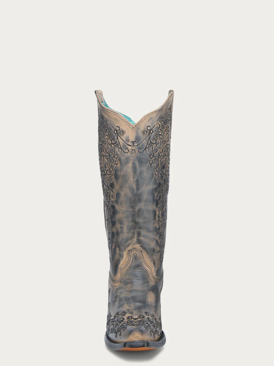 A4802 - WOMEN'S TAUPE FLORAL EMBROIDERY SNIP TOE COWBOY BOOT - Image 4