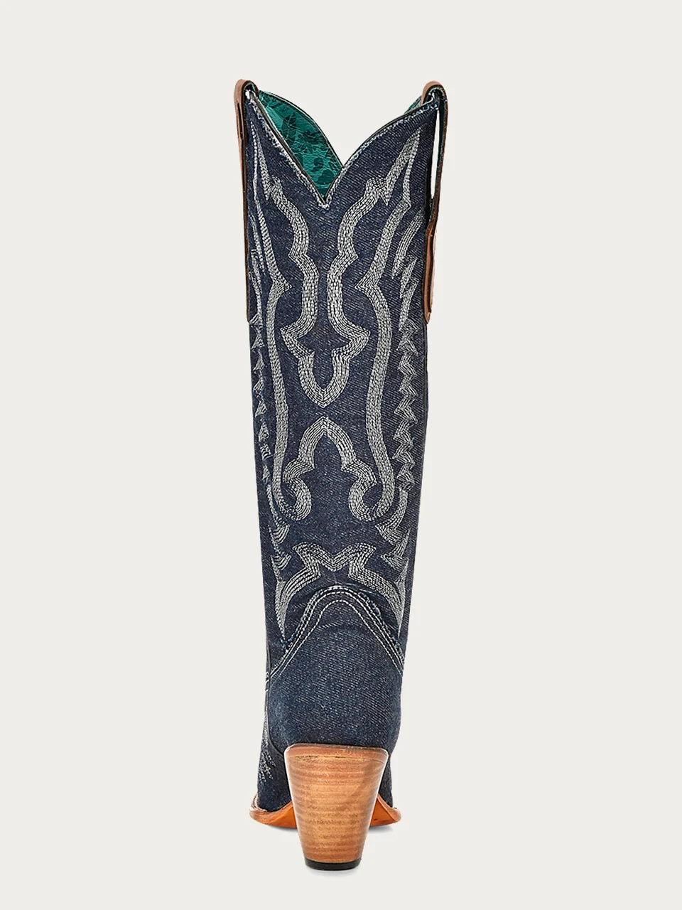 Z5226 - WOMEN'S WHITE EMBROIDERY DENIM TALL TOP POINTED TOE COWBOY BOOT - Image 5