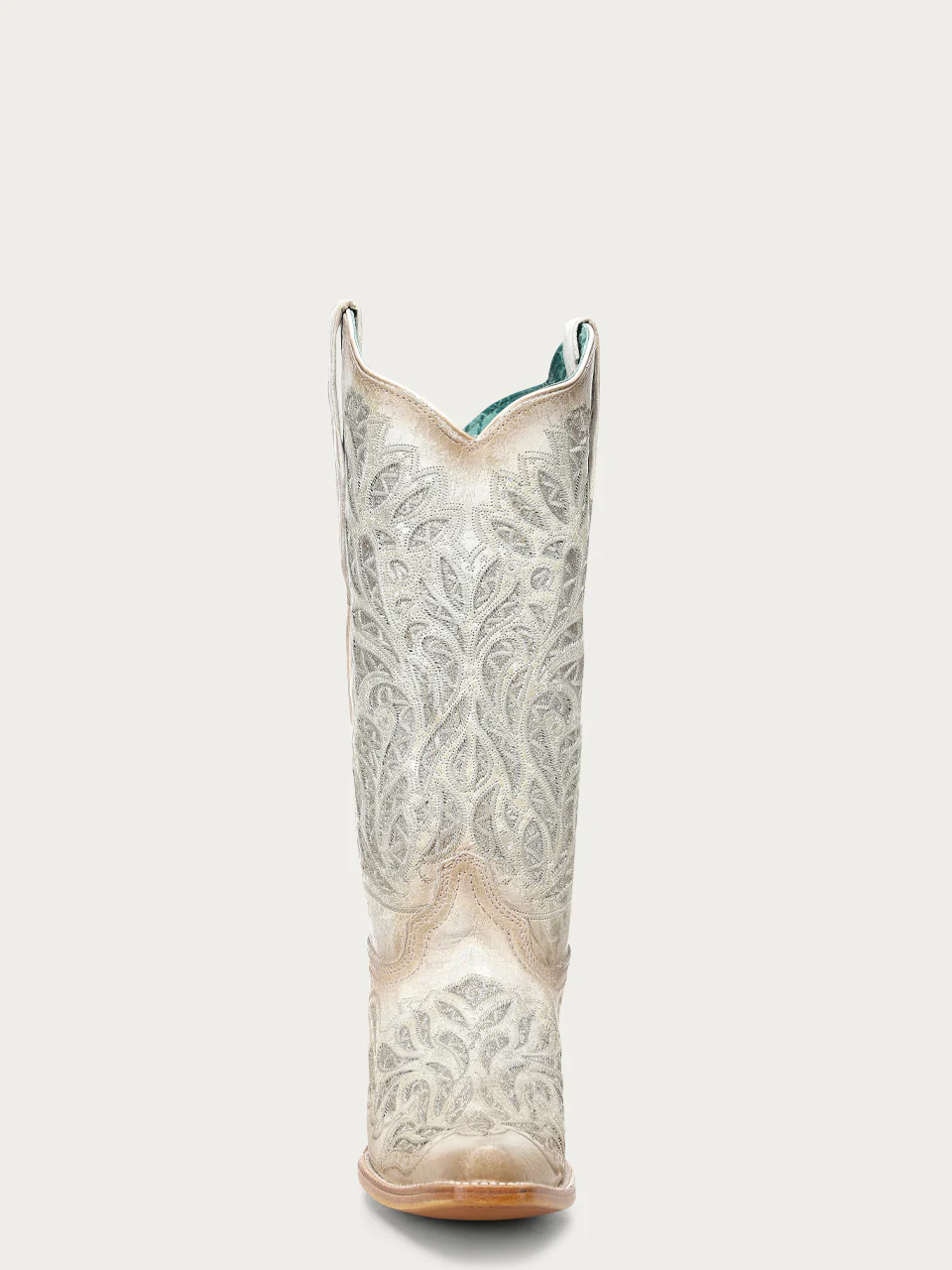 A5096 - WOMEN'S WHITE GLITTER INLAY AND EMBROIDERY SNIP TOE COWBOY BOOT - Image 6