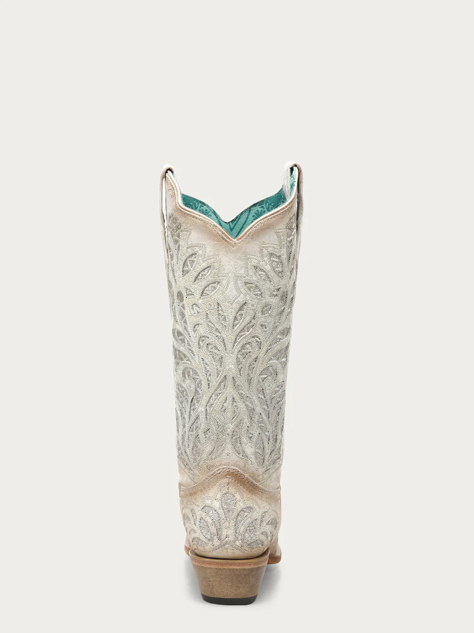 A5096 - WOMEN'S WHITE GLITTER INLAY AND EMBROIDERY SNIP TOE COWBOY BOOT - Image 8