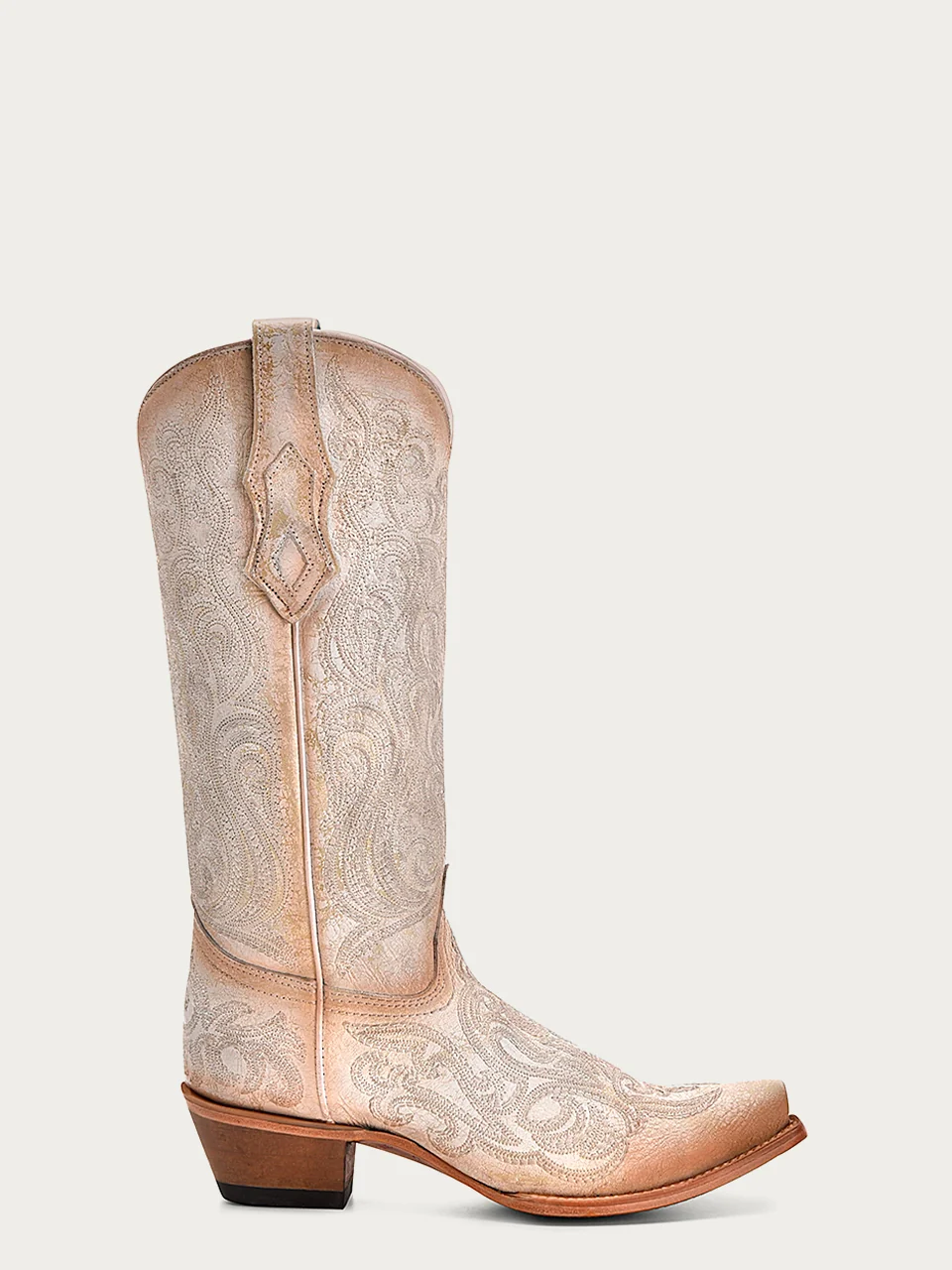 C4143 - WOMEN'S PINK LUMINESCENT EMBROIDERY CRACKLED STRAW SNIP TOE COWBOY BOOT - Image 2